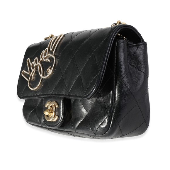 Chanel Black Quilted Lambskin V for Victory Peace Sign Extra Mini Flap Bag - Picture 2 of 8
